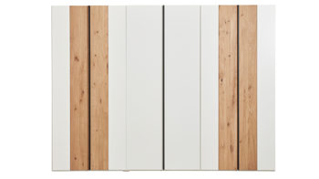 Kleiderschrank Interliving aus Holz in Weiß Interliving Schlafzimmer Serie 1019 – Kleiderschrank 523062 Wildeiche & weißer Mattlack – sechs Türen, Breite ca. 299 cm