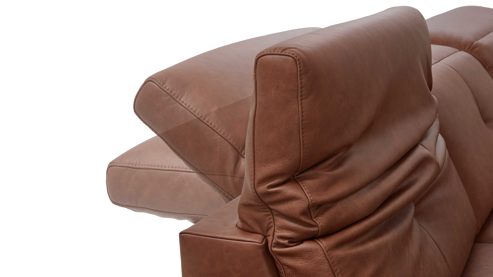 Ecksofa SOFAkultur aus Leder in Braun SOFAkultur Programm SK 771 - Ecksofa mit Federkern braunes Leder Vicenza & schwarze Metallfüße 346 - Stellfläche ca. 339 x 199 cm