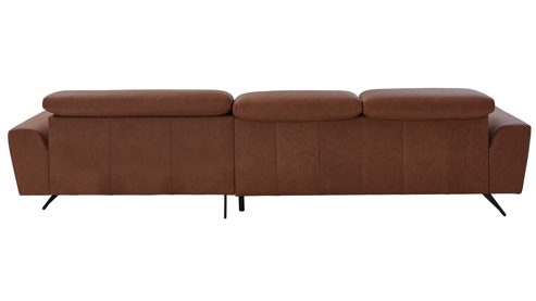 Ecksofa SOFAkultur aus Leder in Braun SOFAkultur Programm SK 771 - Ecksofa mit Federkern braunes Leder Vicenza & schwarze Metallfüße 346 - Stellfläche ca. 339 x 199 cm