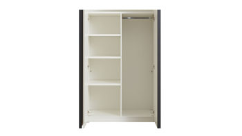 Regal Interliving aus Holz in Weiß Interliving Schlafzimmer Serie 1019 – Kleiderschrankeinteilung weiße Lackoberflächen – drei Böden, eine Kleiderstange