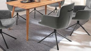 Vierfußstuhl PARTNERRING COLLECTION aus Stoff in Anthrazit PARTNERRING COLLECTION Armlehnstuhl mit Drehfunktion anthrazitfarbener Strukturbezug & Leder