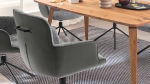 Vierfußstuhl PARTNERRING COLLECTION aus Stoff in Anthrazit PARTNERRING COLLECTION Armlehnstuhl mit Drehfunktion anthrazitfarbener Strukturbezug & Leder