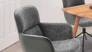 Vierfußstuhl PARTNERRING COLLECTION aus Stoff in Anthrazit PARTNERRING COLLECTION Armlehnstuhl mit Drehfunktion anthrazitfarbener Strukturbezug & Leder