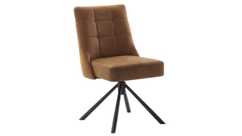 Vierfußstuhl PARTNERRING COLLECTION aus Stoff in Braun PARTNERRING COLLECTION Polsterstuhl Winston mit Drehfunktion cognacfarbener Vintagelook & schwarzes Metall
