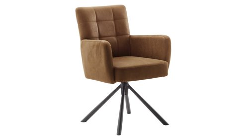 Vierfußstuhl PARTNERRING COLLECTION aus Stoff in Braun PARTNERRING COLLECTION Armlehnstuhl Winston mit Drehfunktion cognacfarbener Vintagelook & schwarzes Metall