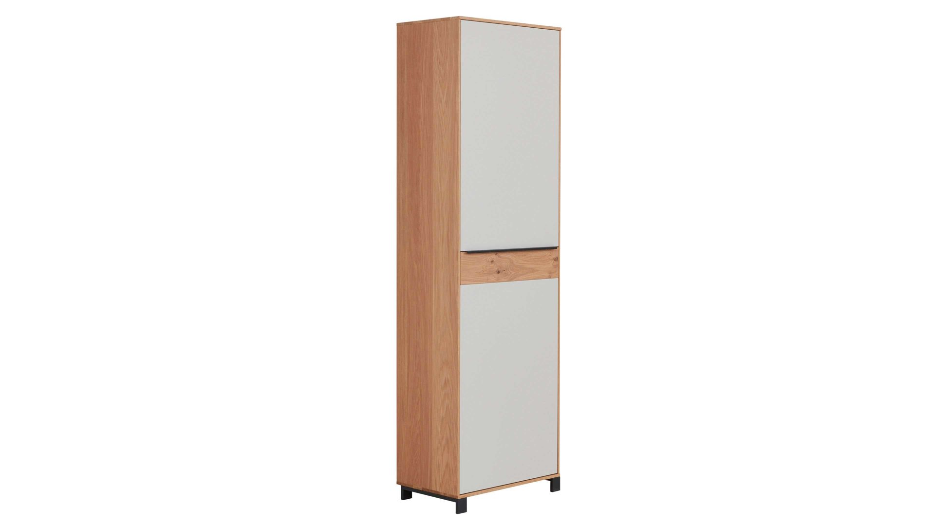 Garderobenschrank Interliving aus Holz in Holzfarben Interliving Garderoben Serie 6005 – Schrank 809 Eiche & lichtgrauer Lack – eine Tür, rechts
