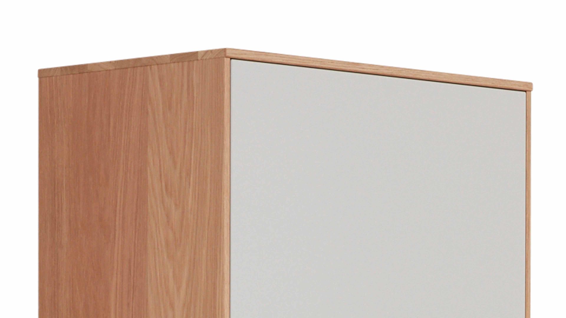 Garderobenschrank Interliving aus Holz in Holzfarben Interliving Garderoben Serie 6005 – Schrank 809 Eiche & lichtgrauer Lack – eine Tür, rechts
