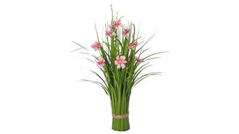 Blume Gasper aus Stoff in Pink Grasbusch Lars rosafarbene Textil-Cosmeablüten & künstliches Gras – Höhe ca. 44 cm