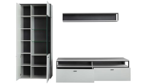 Wohnwand PARTNERRING COLLECTION aus Holz in Weiß PARTNERRING COLLECTION Wohnprogramm Mori - Wohnwand Weiß & Schwarzgrau – dreiteilig, Breite ca. 278 cm