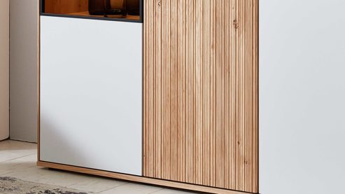 Highboard PARTNERRING COLLECTION aus Holz in Weiß PARTNERRING COLLECTION Wohnmöbel Lou - Highboard mattweißer Lack & Asteiche - drei Türen, Breite ca. 137 cm