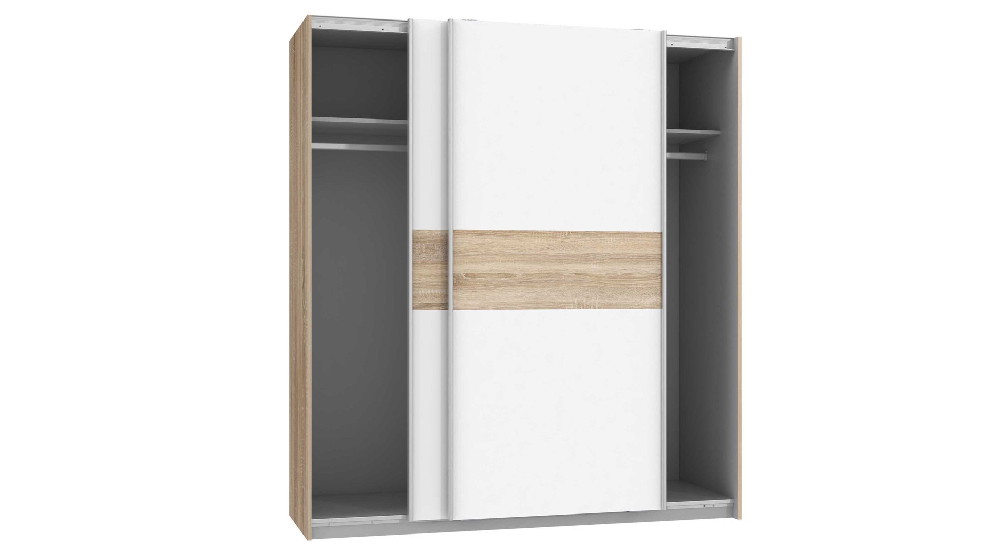 Kleiderschrank Forte® aus Holz in Weiß Schwebetürenschrank Winnie Sonoma Eiche & Weiß – zwei Türen