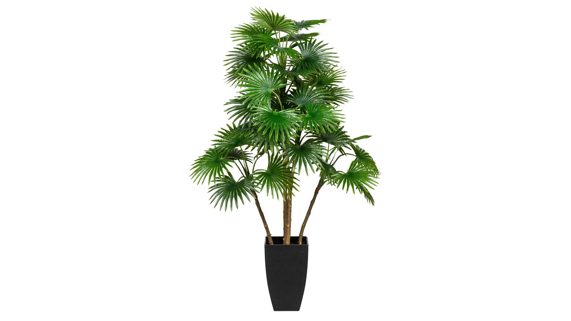 Pflanze Gasper aus Kunststoff in Grün Fächerpalme grüner Kunststoff & schwarzer Topf – Höhe ca. 105 cm