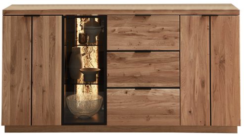 Sideboard PARTNERRING COLLECTION aus Holz in Holzfarben PARTNERRING COLLECTION Wohnmöbel Donna - Sideboard Wildeiche Bianco - drei Türen, drei Schubladen, Breite ca. 180 cm
