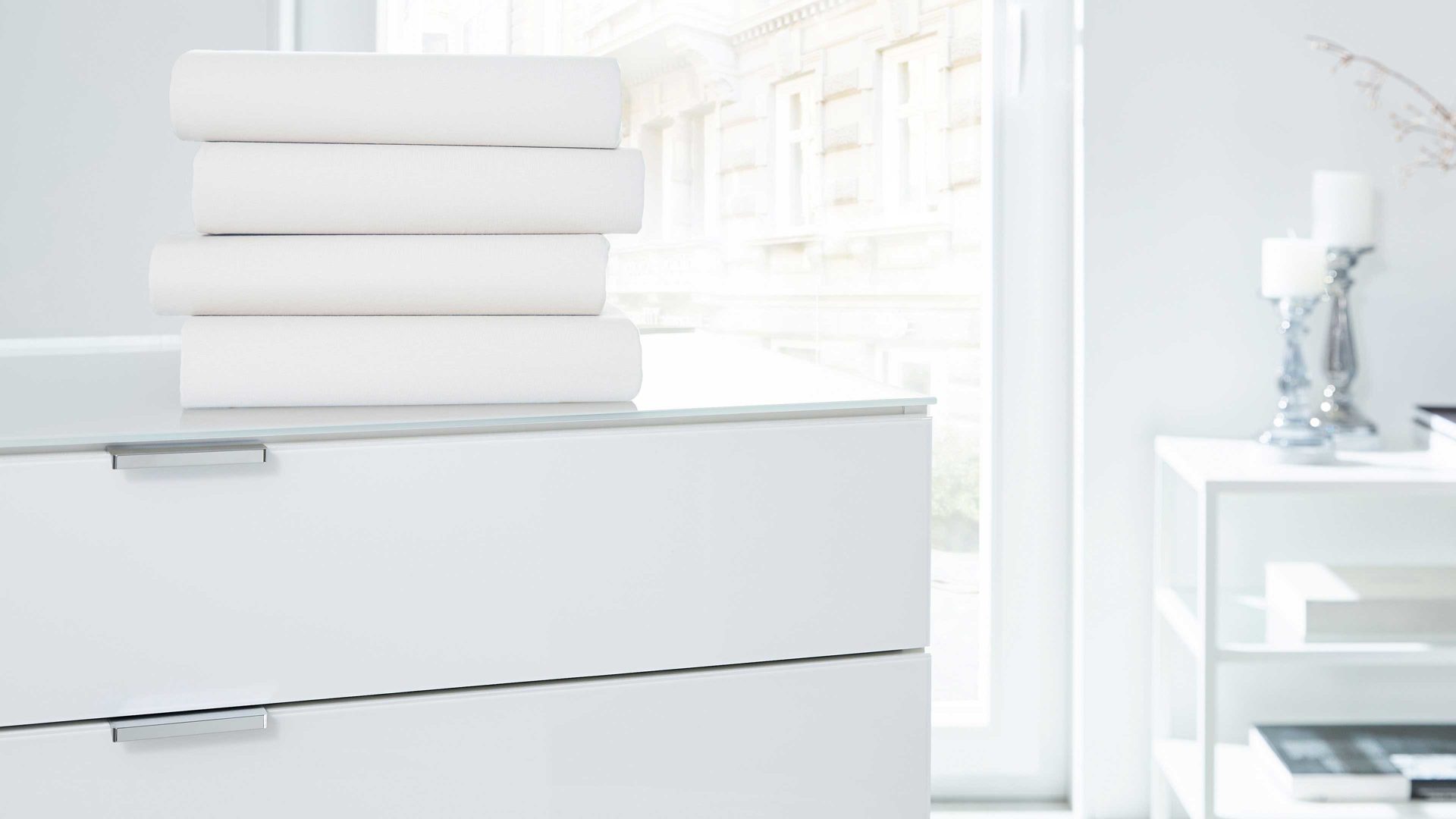 Spannbettlaken H. g. hahn haustextilien® aus Stoff in Weiß HAHN Spannbettlaken für Boxpspringmatratzen weißes Feinjersey – ca. 190 x 200 cm