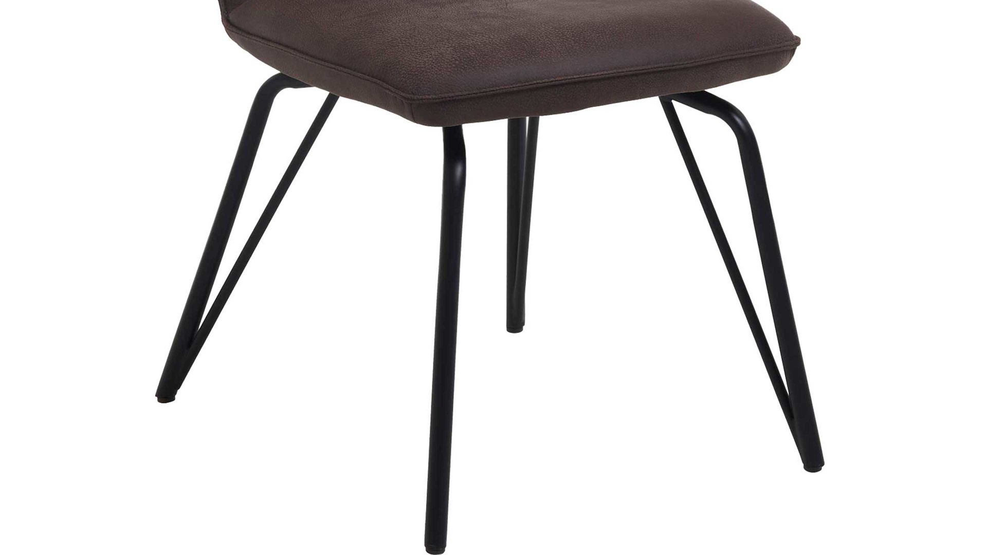 Vierfußstuhl Habufa® aus Leder in Braun HABUFA® Esszimmerstuhl Bella lavafarbener Velours Rocky & schwarze Metallfüße
