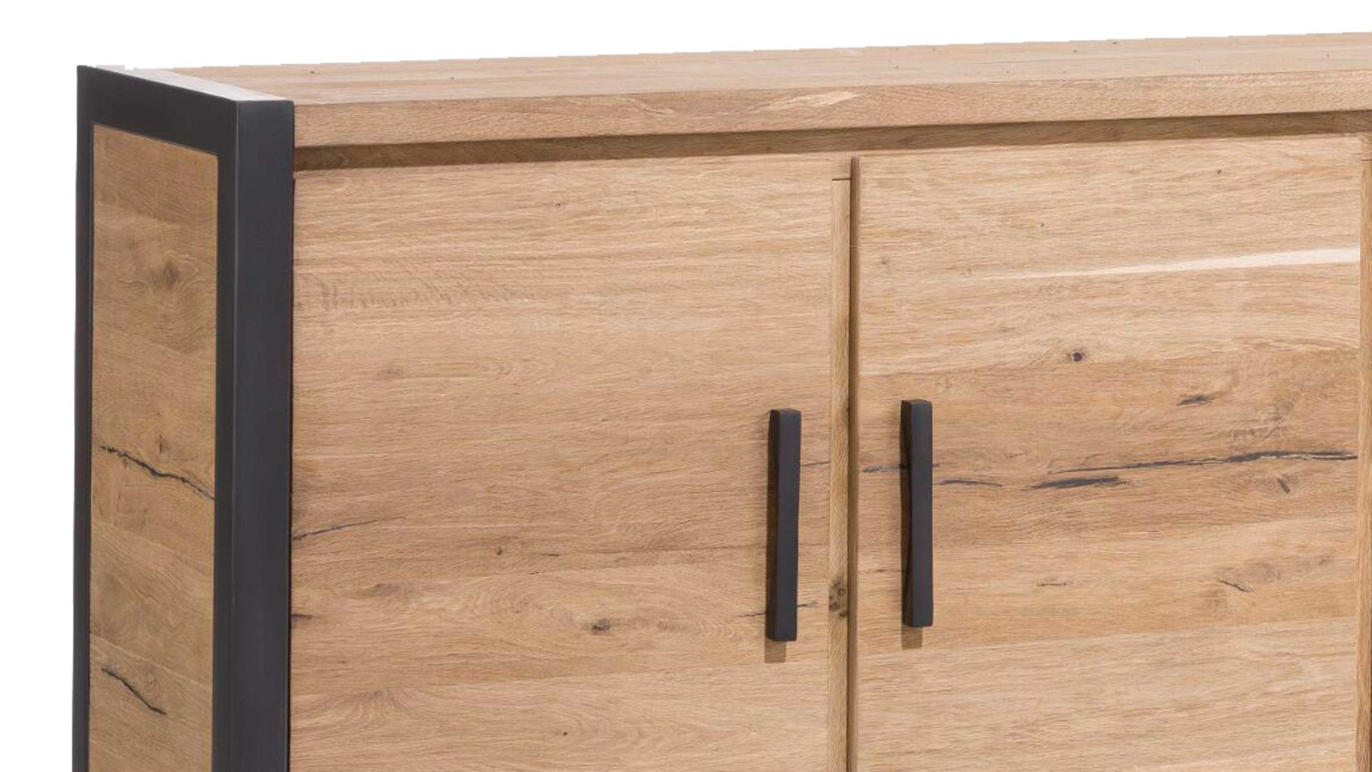 Sideboard WOODS & TRENDS aus Holz in Holzfarben WOODS & TRENDS Sideboard Brooklyn - Kombikommode Railway braunes Eichefurnier – drei Türen, zwei Schubladen