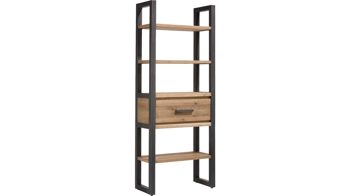 Regal WOODS & TRENDS aus Holz in Holzfarben WOODS & TRENDS Regal Brooklyn mit Schublade Railway braunes Eichefurnier – drei Böden, eine Schublade