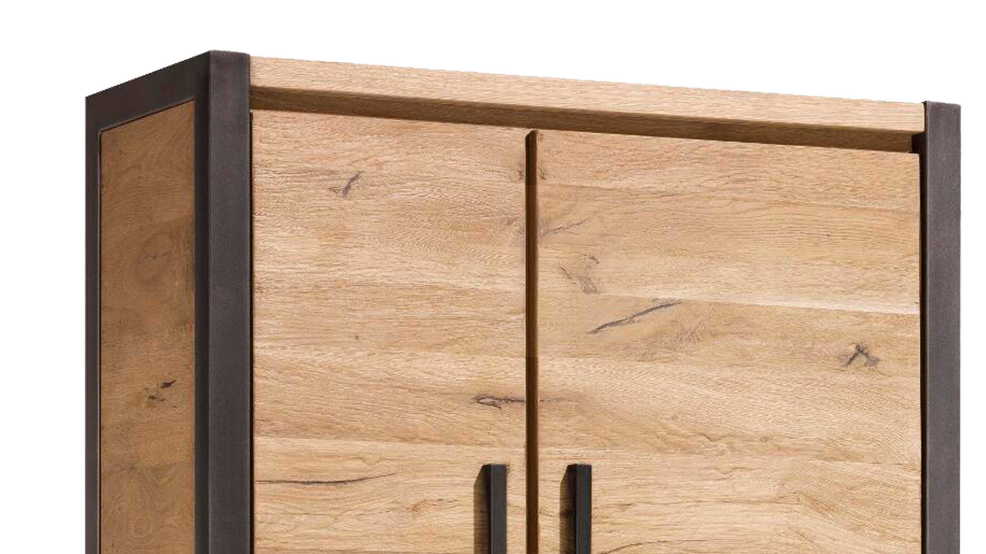 Einzelschrank WOODS & TRENDS aus Holz in Holzfarben WOODS & TRENDS Stauraumschrank Brooklyn  als Wohnzimmermöbel Railway braunes Eichefurnier – drei Türen, drei Schubladen