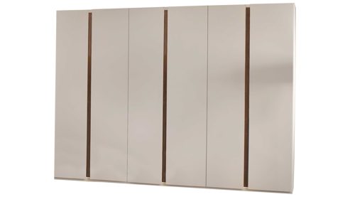 Kleiderschrank PARTNERRING COLLECTION aus Holz in Beige rauch ORANGE Luana - Kleiderschrank Champagner & Atlantic oak - sechs Türen, Breite ca. 301 cm