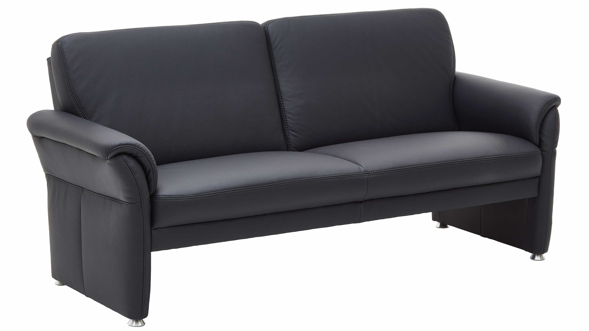 Dreisitzer Steinpol polsteria aus Leder in Schwarz Leder-Dreisitzer schwarzes Leder Punch & Alufüße - Länge ca. 185 cm