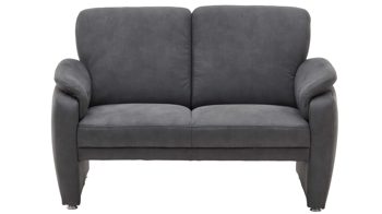 Zweisitzer Steinpol polsteria aus Stoff in Grau Zweisitzer anthrazitfarbener Bezug Deluxe & Alufüße - Länge ca. 140 cm