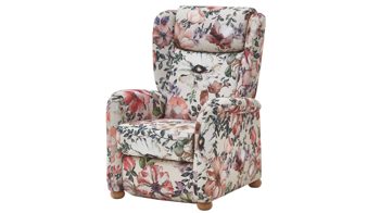 Ohrensessel Steinpol polsteria aus Stoff in Mehrfarbig Ohrensessel mit Motor floraler Stoffbezug Aster beige & Eiche biancofarbene Holzfüße - ein Motor