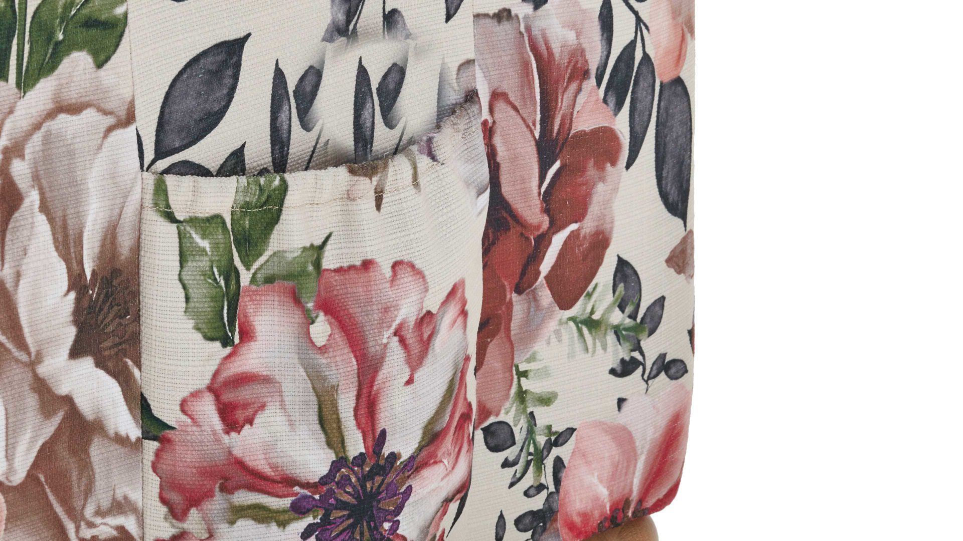 Ohrensessel Steinpol polsteria aus Stoff in Mehrfarbig Ohrensessel mit Funktion floraler Stoffbezug Aster beige & Eiche biancofarbene Holzfüße