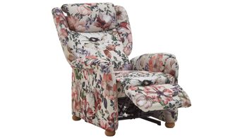 Ohrensessel Steinpol polsteria aus Stoff in Mehrfarbig Ohrensessel mit Funktion floraler Stoffbezug Aster beige & Eiche biancofarbene Holzfüße