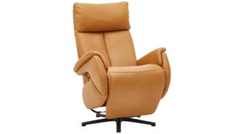 Relaxsessel Steinpol polsteria aus Leder in Gelb Relaxsessel Serie Relaxa Feeling senffarbenes Leder Punch Dijon & schwarzer Sternfuß