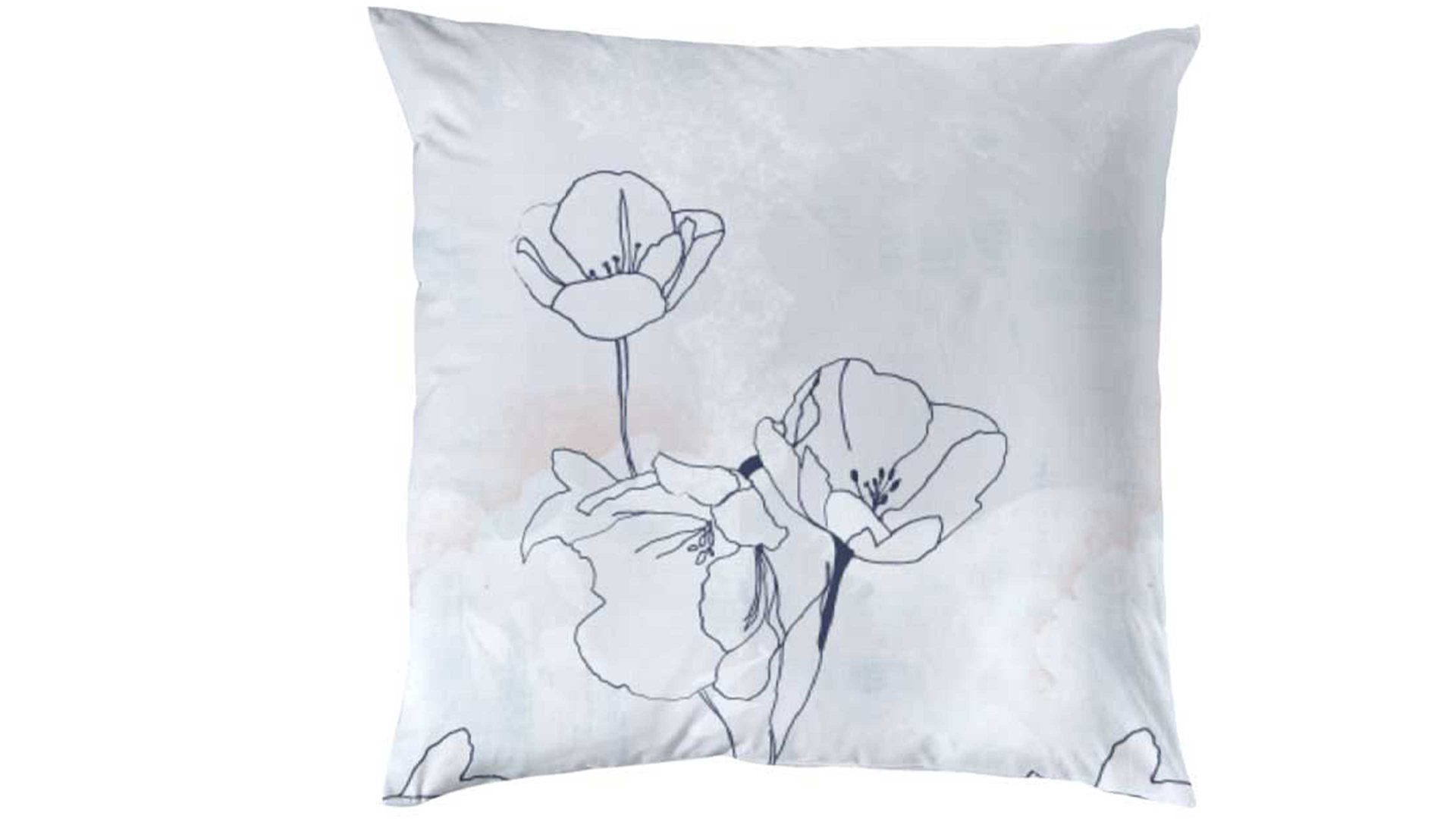 Bettwäsche-Set H. g. hahn haustextilien® aus Stoff in Grau HAHN Bettwäsche-Set zweiteilig, ca. 155 x 220 cm - graublaues Blumenmuster