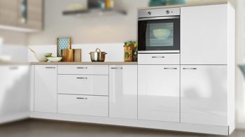 Einbauküche Nolte® küchen aus Holz in Weiß nolte® Einbauküche Lux mit privileg-Einbaugeräten Arcticweiß & Vulkaneiche – Stellfläche ca. 245 x 365 cm