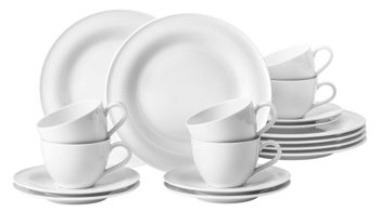 Kaffeeservice Seltmann weiden aus Porzellan in Weiß Seltmann Geschirrserie Beat 3 – Kaffeeservice weißes Porzellan – 18-teilig