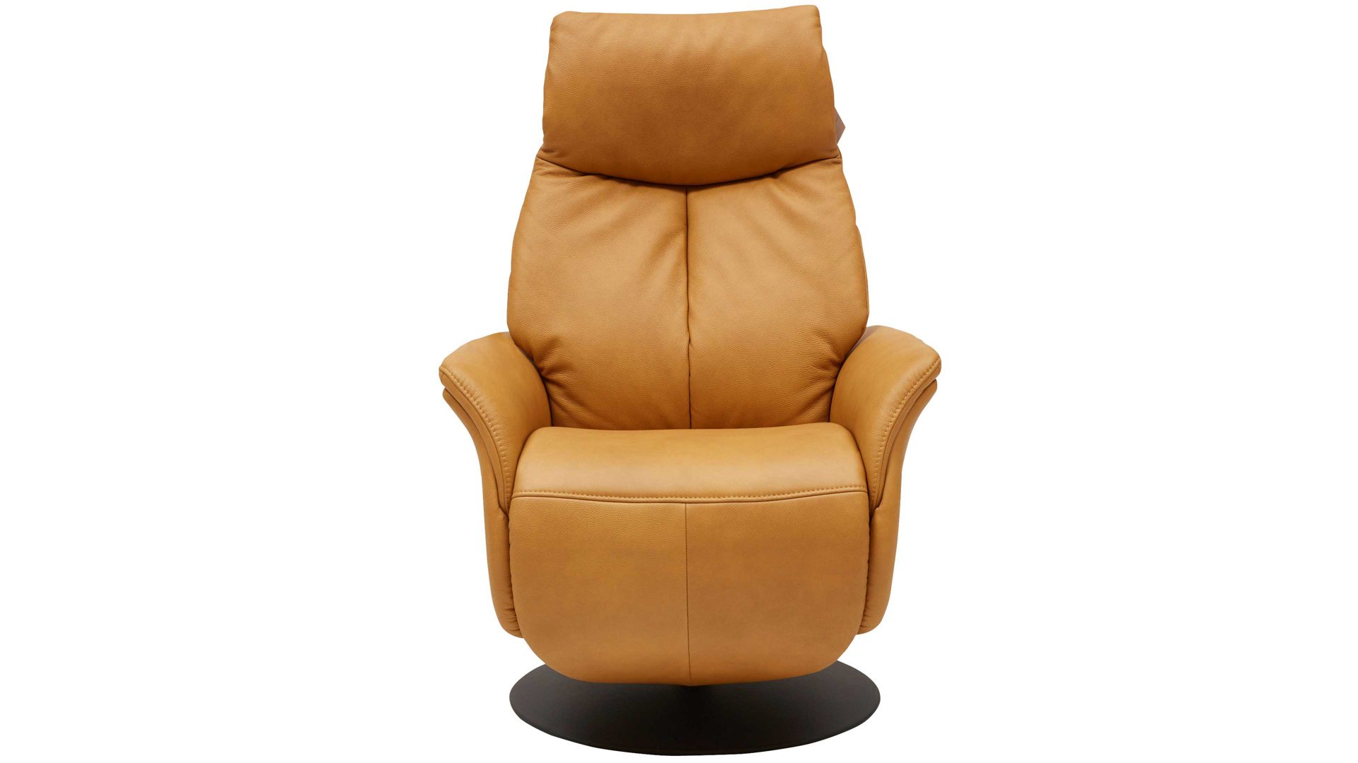 Relaxsessel Interliving aus Leder in Gelb Interliving Sessel Serie 4550 - Sessel 77O44 zwei Motoren & Aufstehhilfe - kürbisfarbenes LongLife-Leder & anthrazitfarbener Tellerfuß