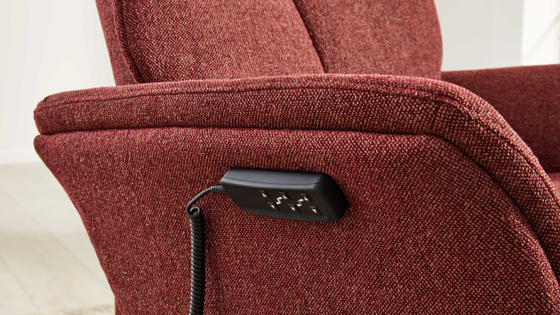 Relaxsessel Interliving aus Stoff in Rot Interliving Sessel Serie 4560 - Easy Swing Sessel 51V12 chiantifarbener Melangebezug Q2 & anthrazitfarbener Sternfuß