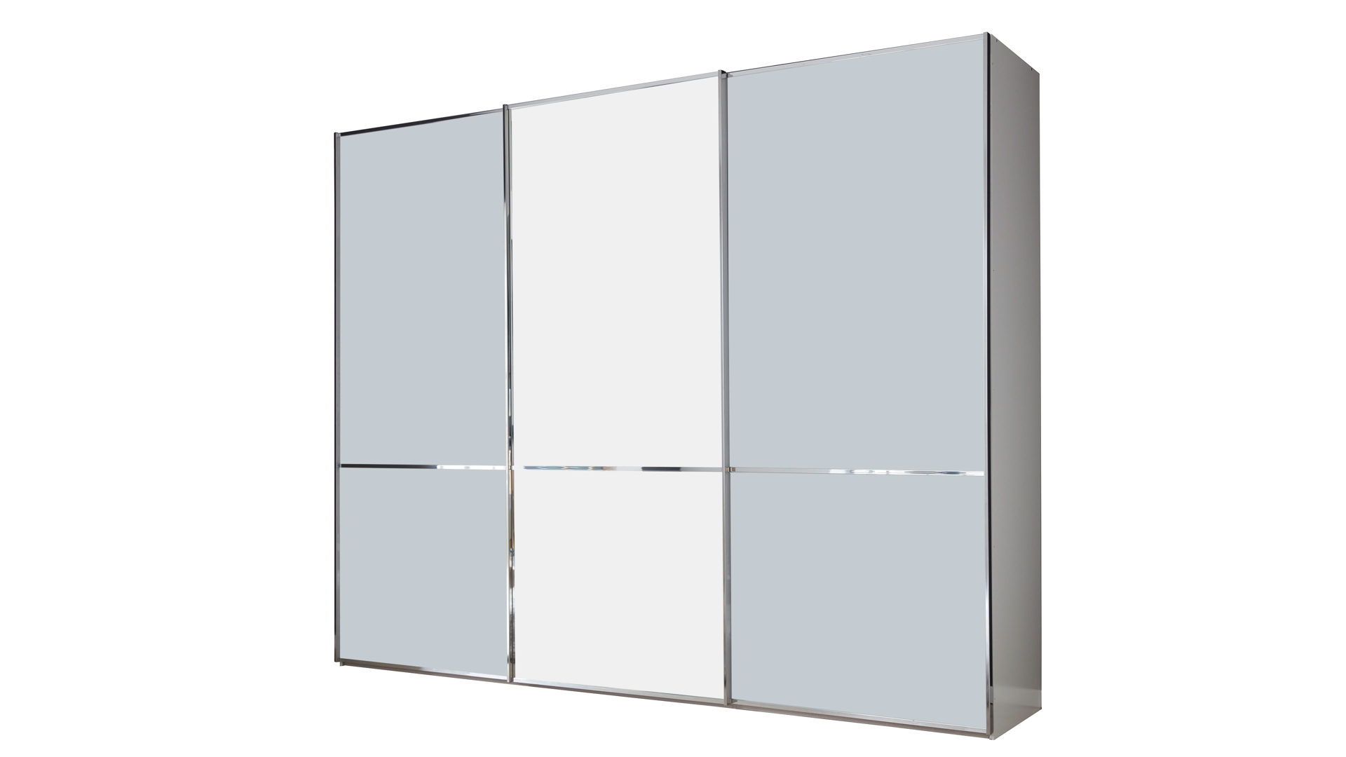 Kleiderschrank Interliving aus Holz in Weiß Interliving Kleiderschrank Serie 1205 – Schwebetürenschrank Weiß & Spiegel – drei Türen, Breite ca. 300 cm