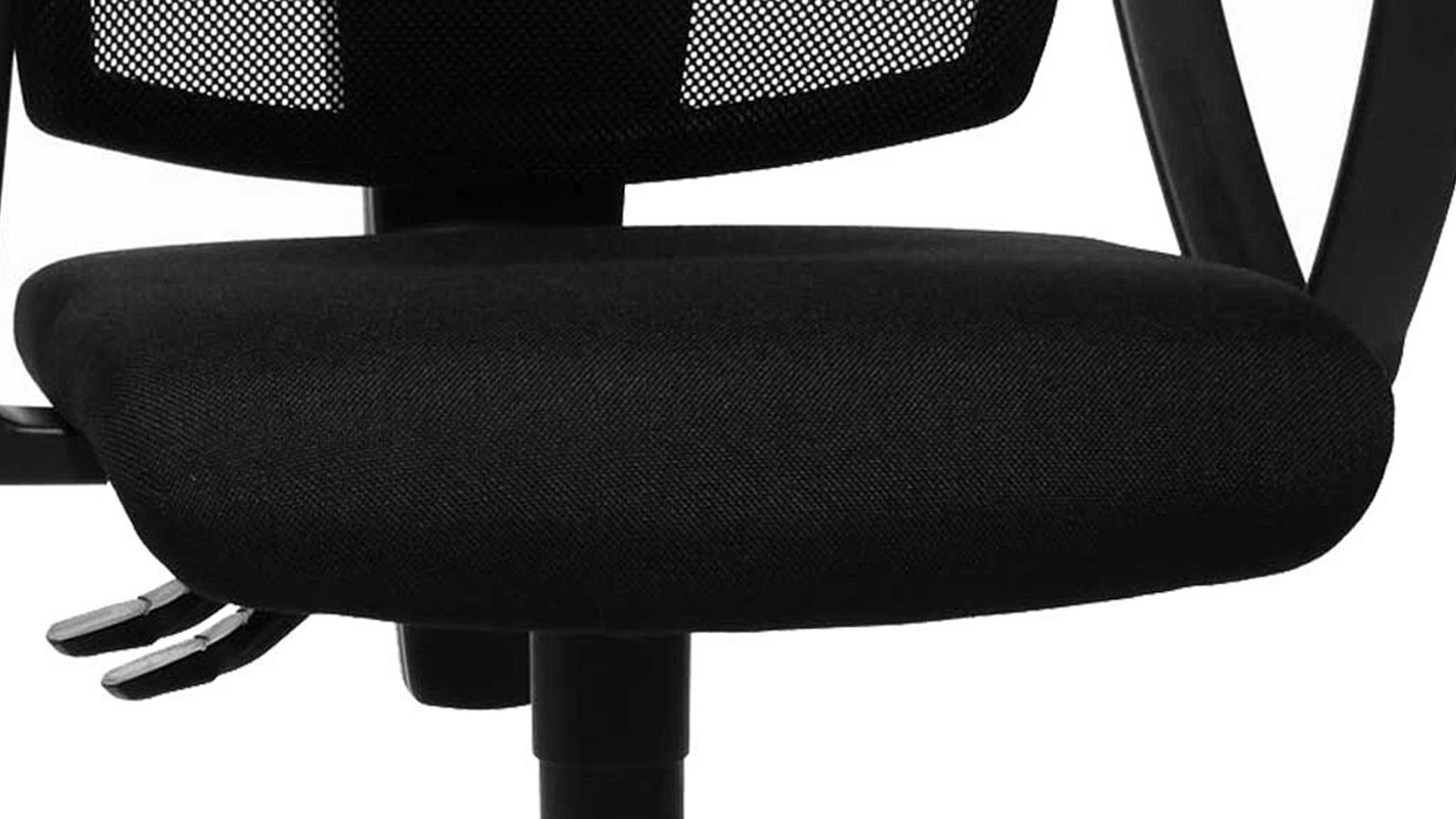 Drehstuhl OrthoSedis aus Stoff in Schwarz Drehstuhl orthoSedis 20 - Schreibtischstuhl schwarzer Sitzbezug & Netzbespannung BG20, verchromtes Drehkreuz