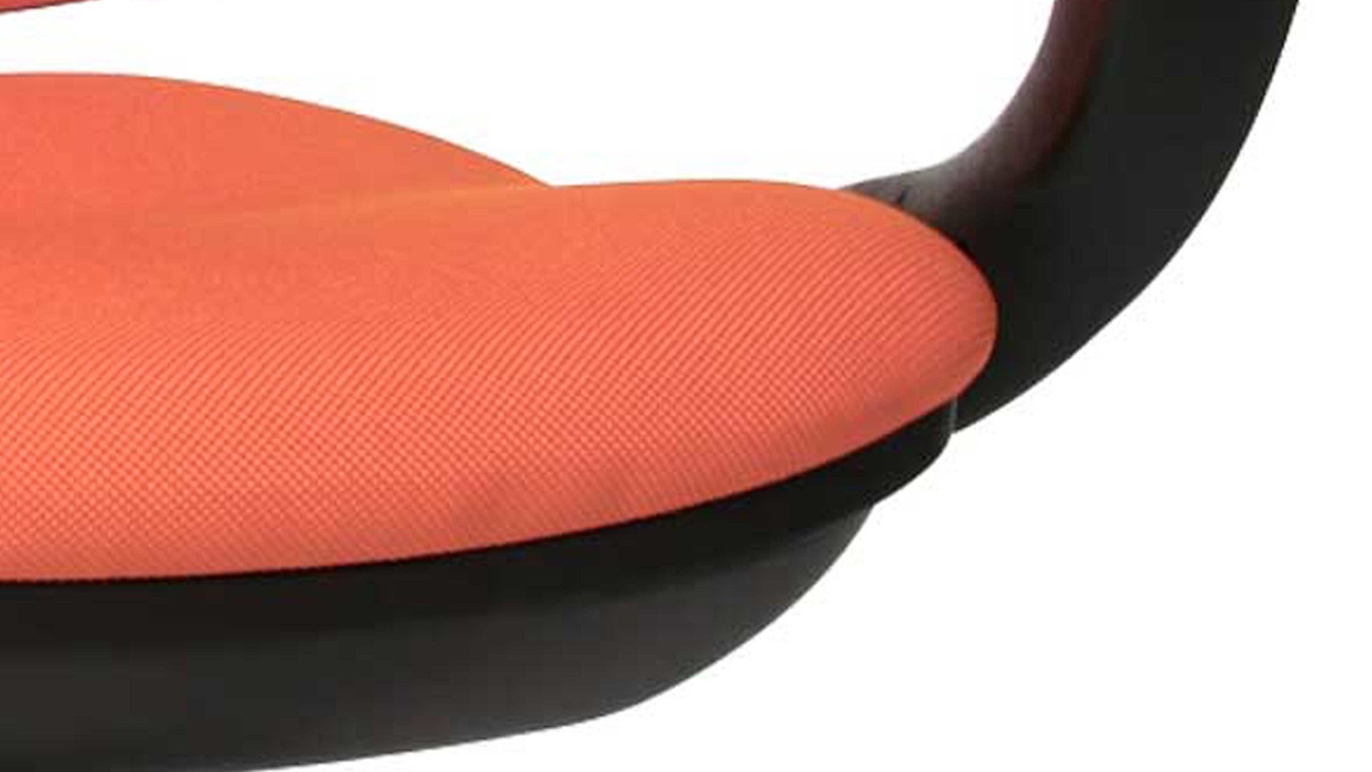 Drehstuhl OrthoSedis aus Stoff in Orange Drehstuhl OrthoSedis 40 als Bürostuhl mit Bandscheibensitz oranger Bezug G04 & schwarzes Drehkreuz