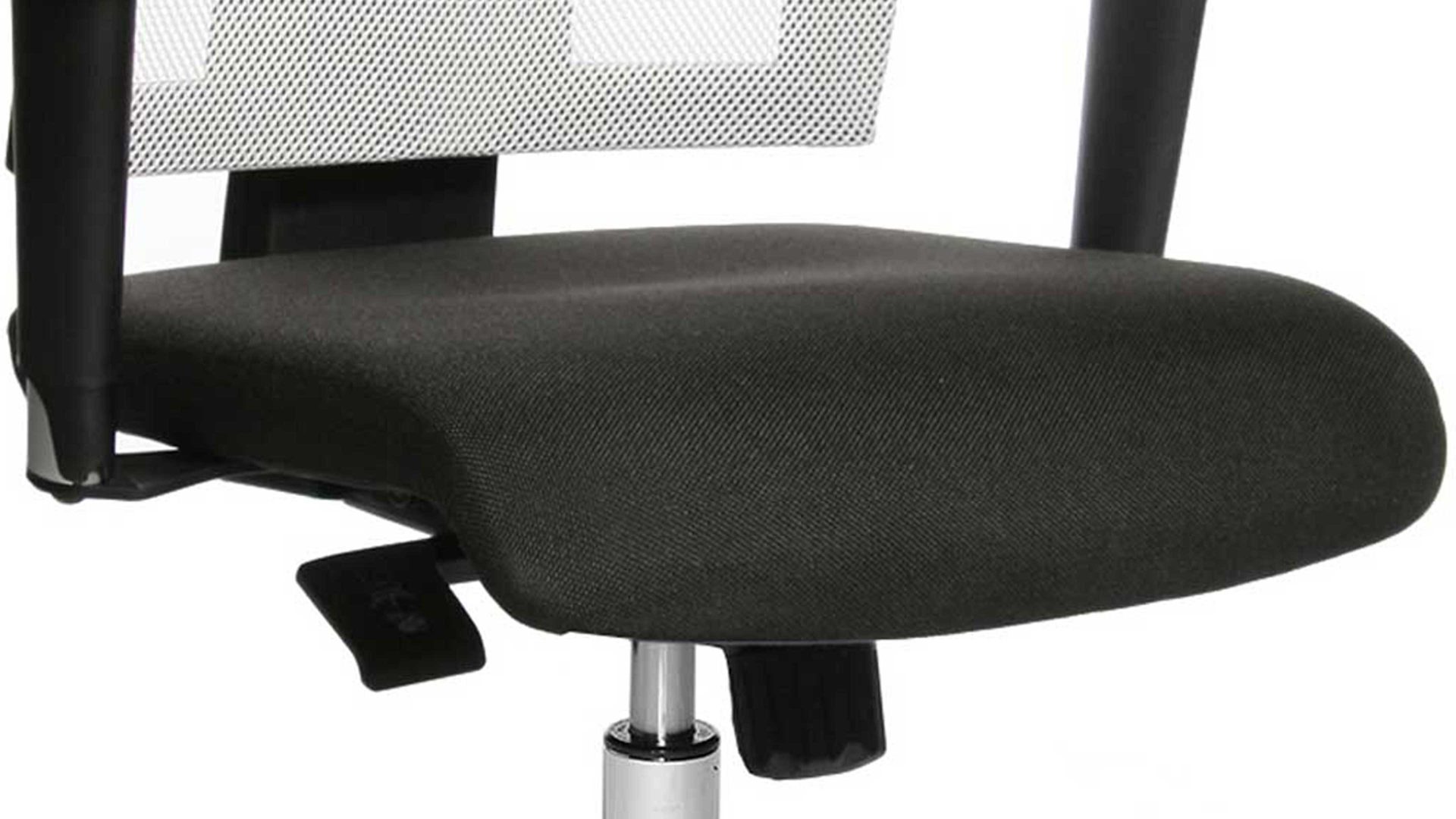 Drehstuhl OrthoSedis aus Stoff in Weiß Drehstuhl OrthoSedis 50 als Sitzmöbel fürs Büro weißer Netzbezug TT203 & poliertes Aluminium-Fußkreuz