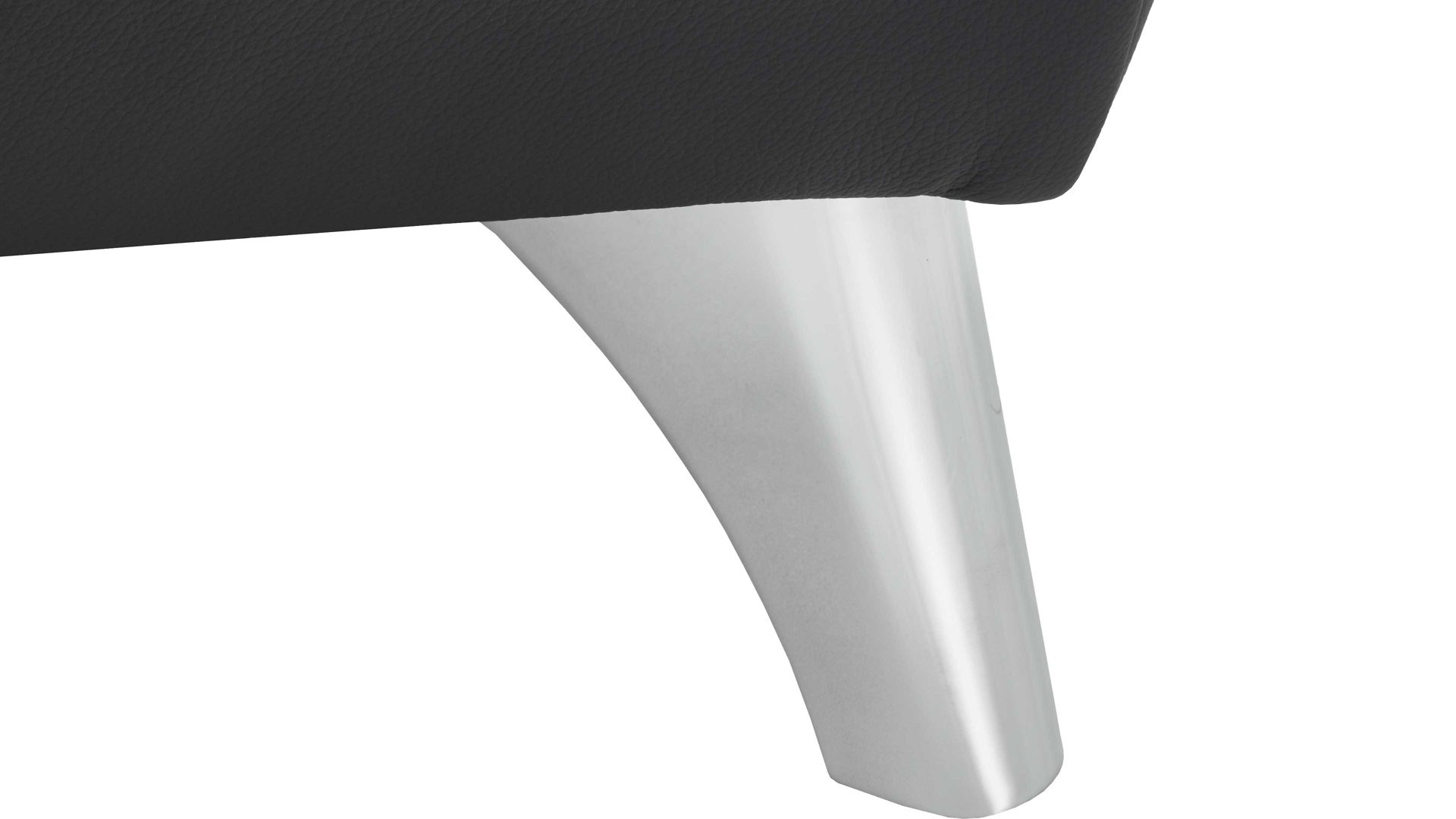 Ecksofa KAWOO aus Leder in Schwarz KAWOO Polsterserie Torino - Ecksofa bzw. Polstermöbel schwarzes Leder Punch & Chromfüße B – Stellfläche ca. 282 x 186 cm