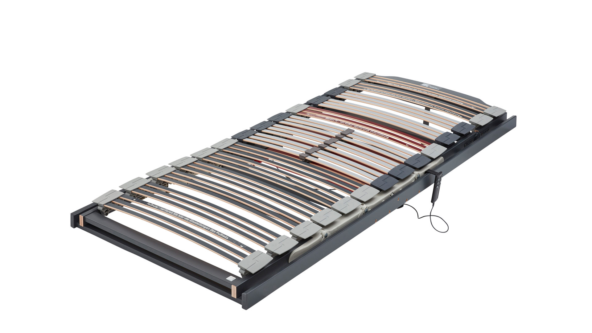 Lattenrost Interliving aus Holz in Grau Interliving Lattenrost Serie 1943 – Lattenrost MASTER motorische Rücken- & Fußteilverstellung – Liegefläche ca. 120 x 200 cm