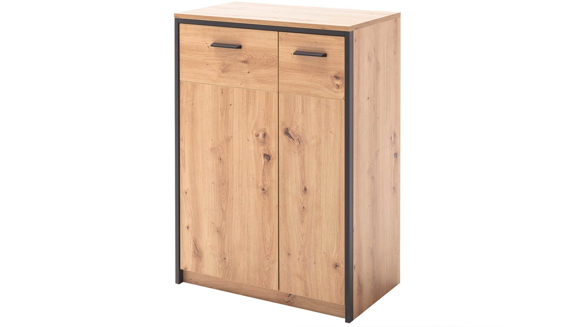 Türenkommode Mca furniture aus Holz in Holzfarben Garderobenserie Bergen – Türenkommode Balkeneiche & Anthrazit – zwei Türen