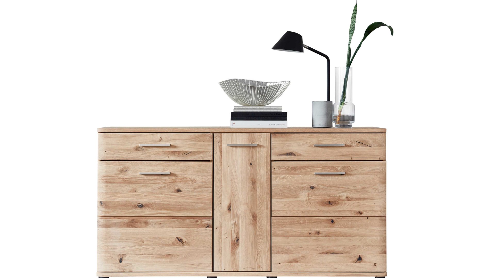 Sideboard Mca furniture aus Holz in Holzfarben Wohnprogramm Santori - Sideboard Eiche & Asteiche – drei Türen, zwei Schubladen