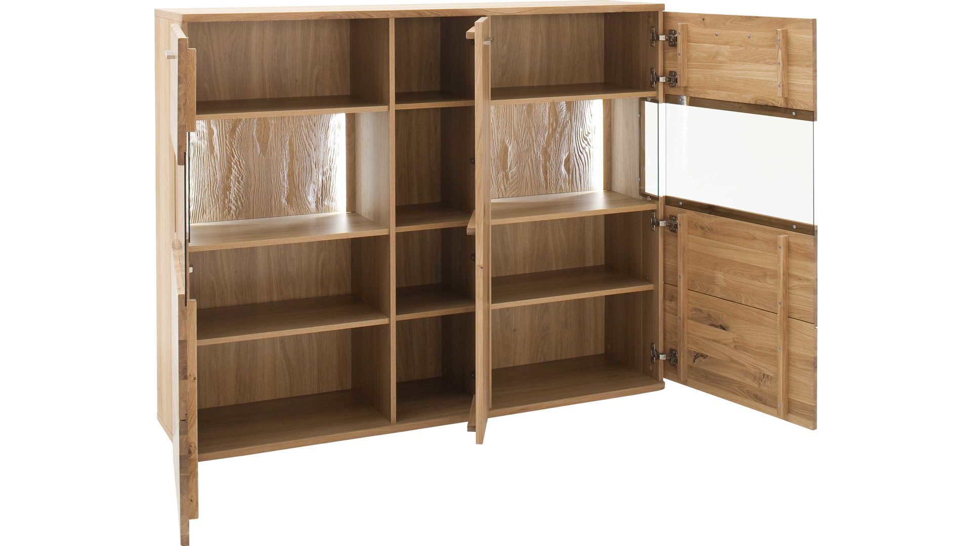 Highboard Mca furniture aus Holz in Holzfarben Wohnprogramm Santori - Highboard Eiche & Asteiche – drei Türen