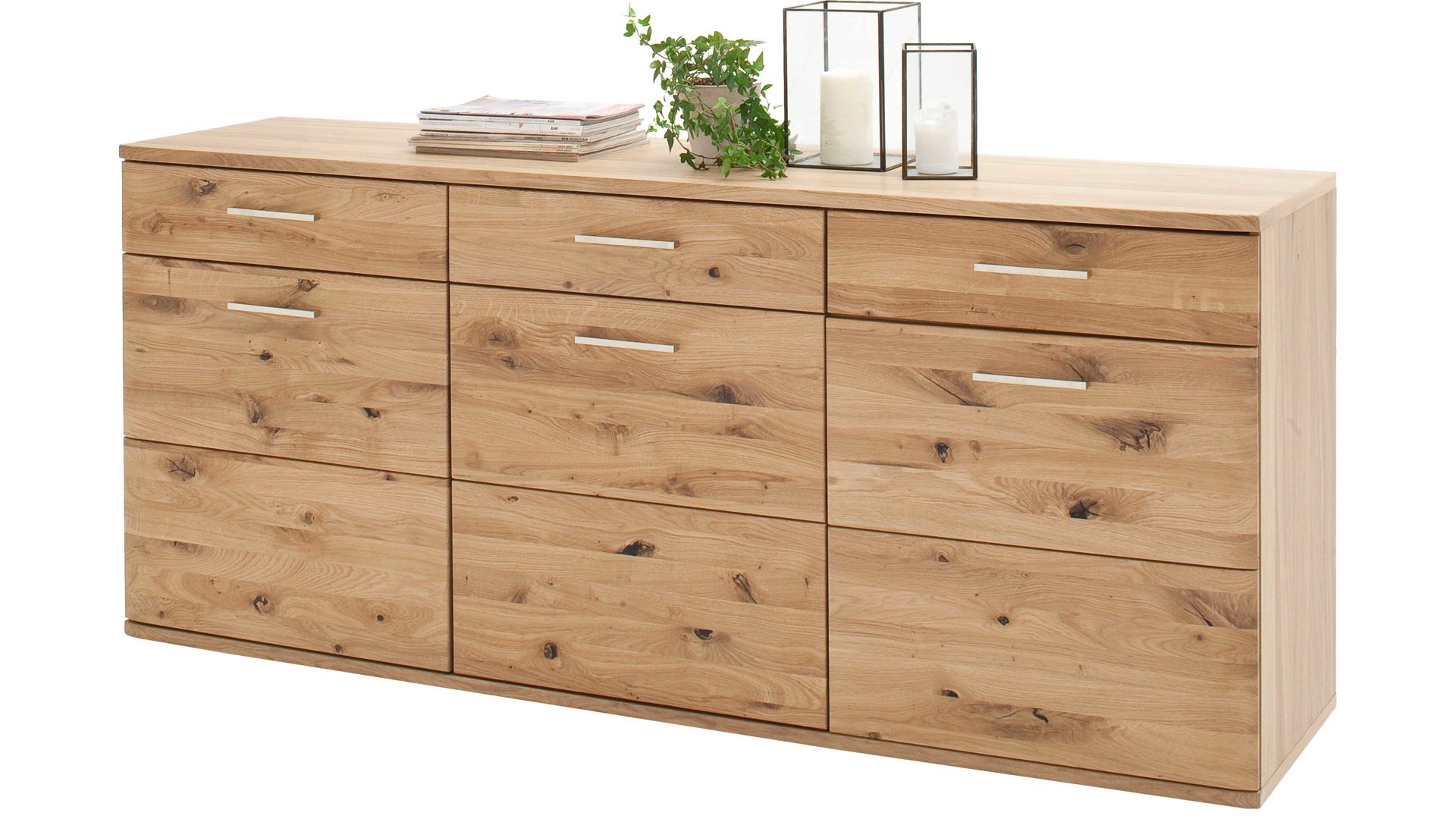 Sideboard Mca furniture aus Holz in Holzfarben Wohnprogramm Santori - Sideboard Eiche & Asteiche – drei Türen, zwei Schubladen