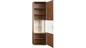 Vitrine Mca furniture aus Holz in Holzfarben Wohnprogramm Santori - Vitrine Eiche & Asteiche – eine Tür, rechts
