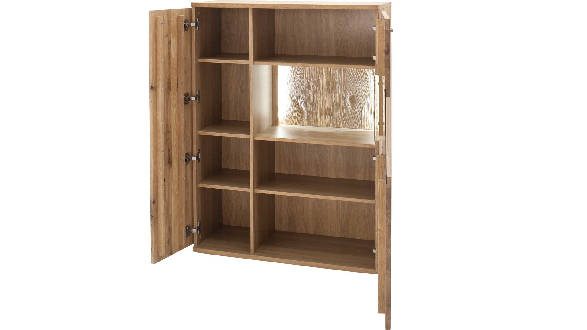 Highboard Mca furniture aus Holz in Holzfarben Wohnprogramm Santori - Highboard Eiche & Asteiche – zwei Türen, links