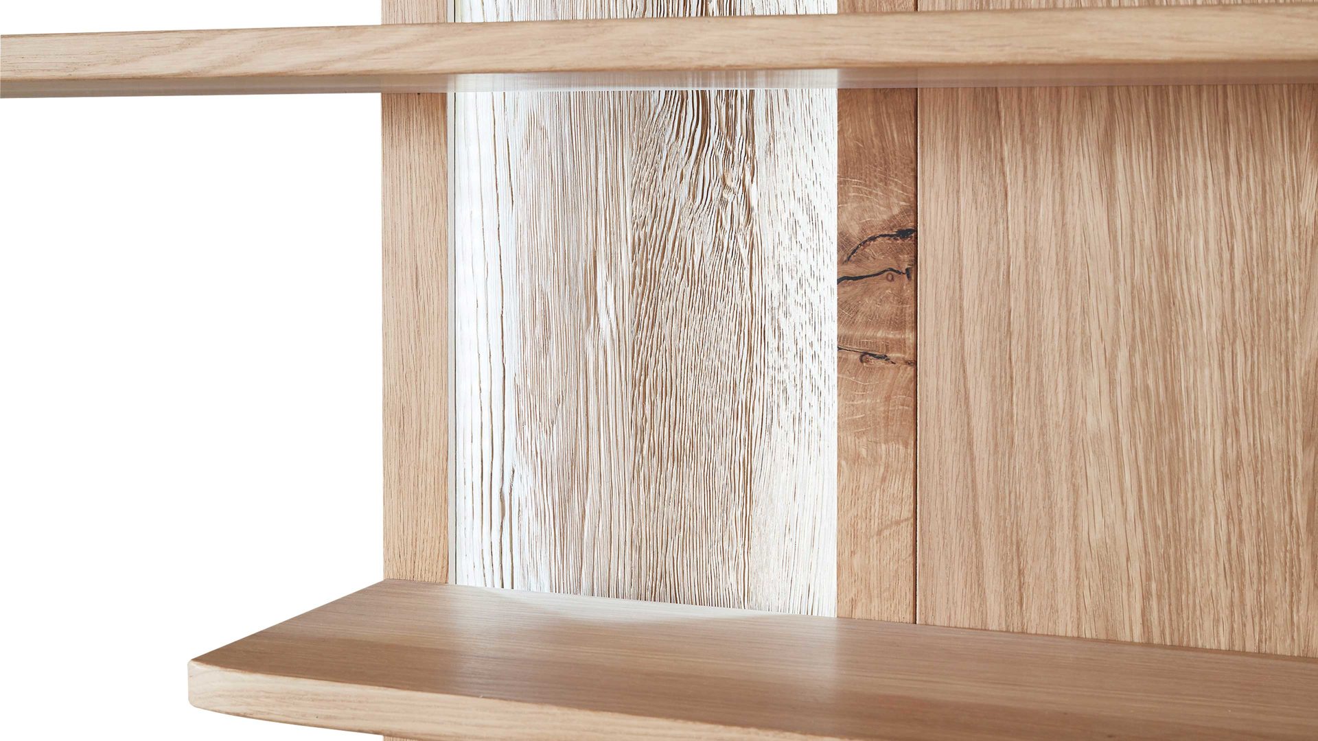 Wandregal Mca furniture aus Holz in Holzfarben Wohnprogramm Santori - Wandregal Eiche & Asteiche – drei Böden