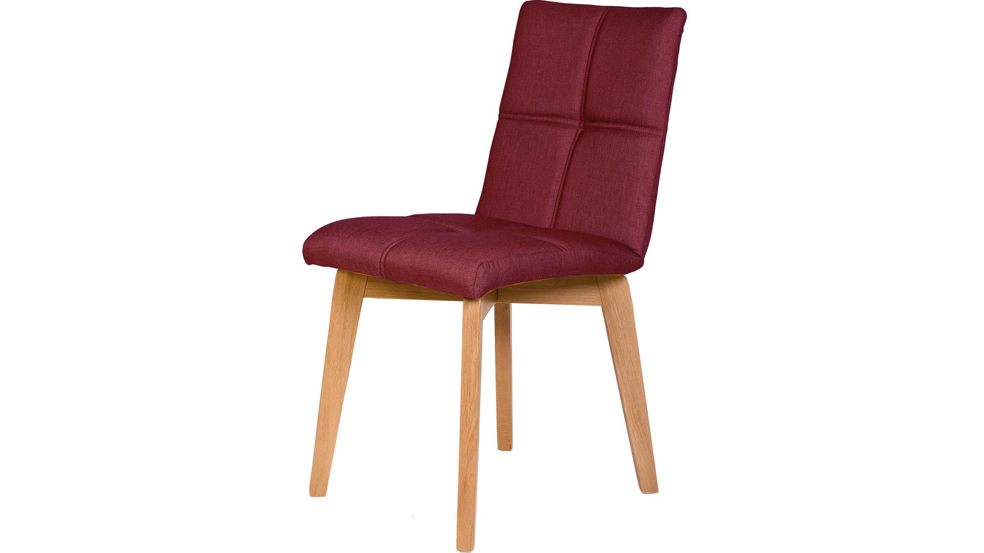 Polsterstuhl Standard furniture factory aus Stoff in Rot Polsterstuhl als bequemes Sitzmöbel karminrotes Flachgewebe Grand 4010, Schale 2 & naturfarbene Eichenfüße