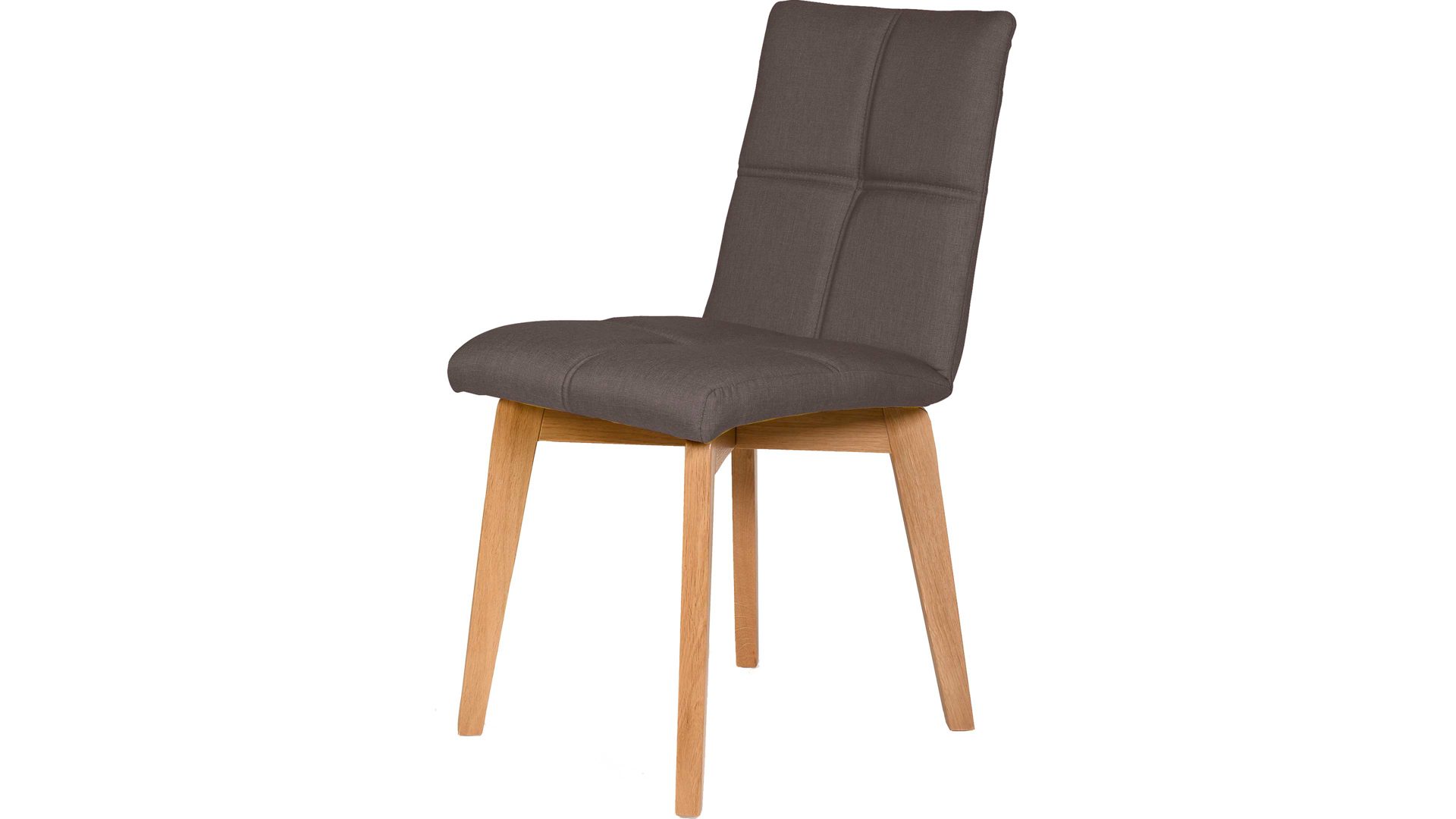 Polsterstuhl Standard furniture factory aus Stoff in Braun Polsterstuhl als bequemes Sitzmöbel taupefarbenes Flachgewebe Grand 4004, Schale 2 & naturfarbene Eichenfüße