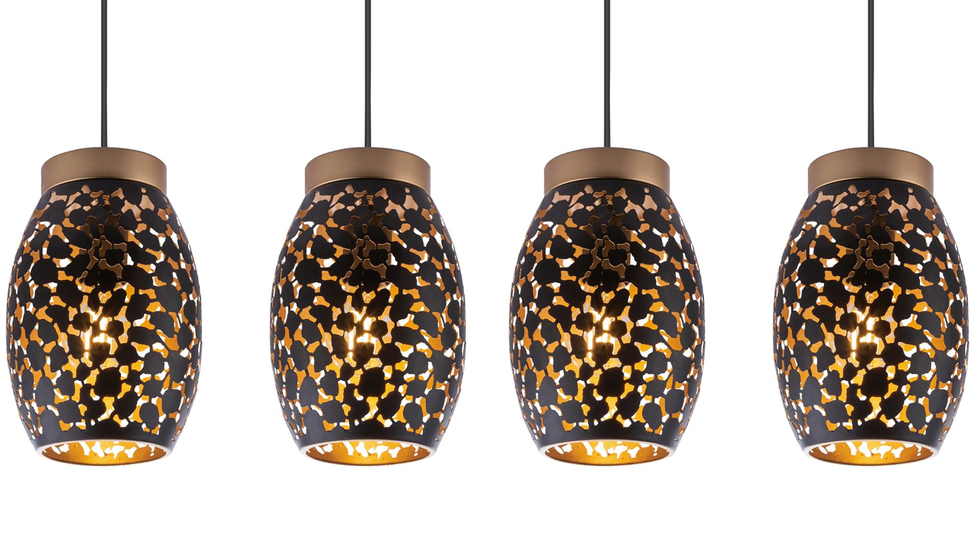 Pendelleuchte Globo lighting aus Metall in Schwarz GLOBO Hängelampe Narri mattschwarzes & goldfarbenes Metall – Länge ca. 90 cm